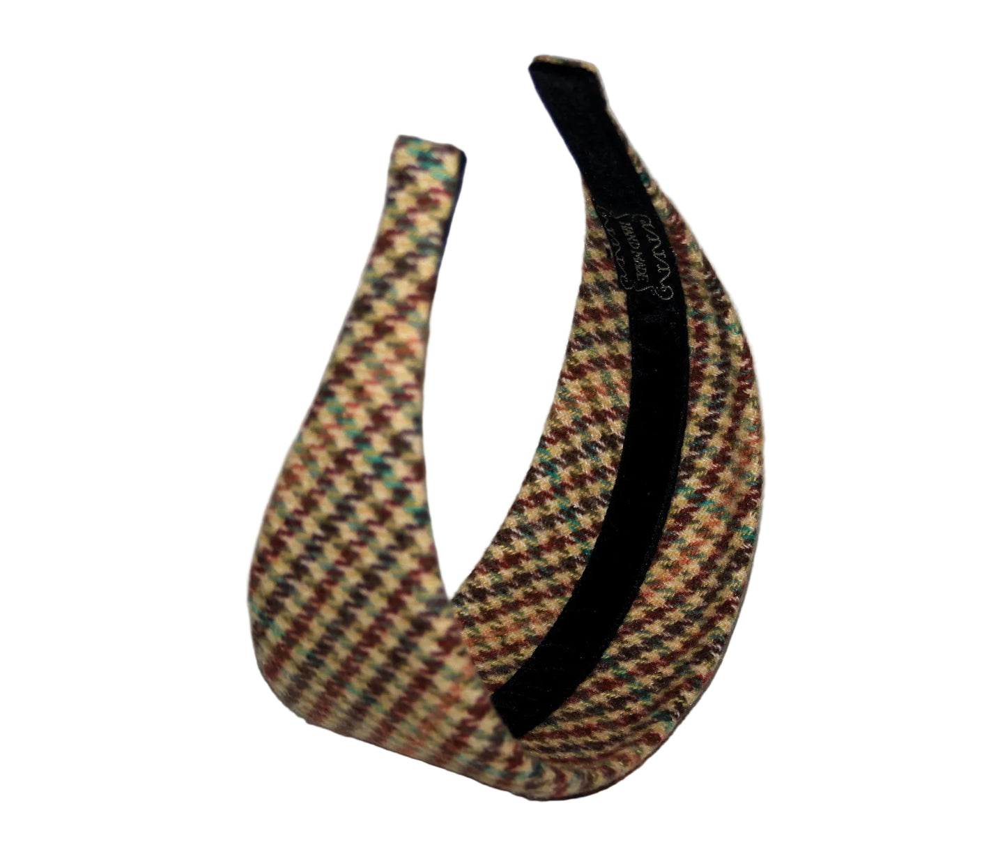 Wool headband, Houndstooth preppy plaid hairband, plastic free