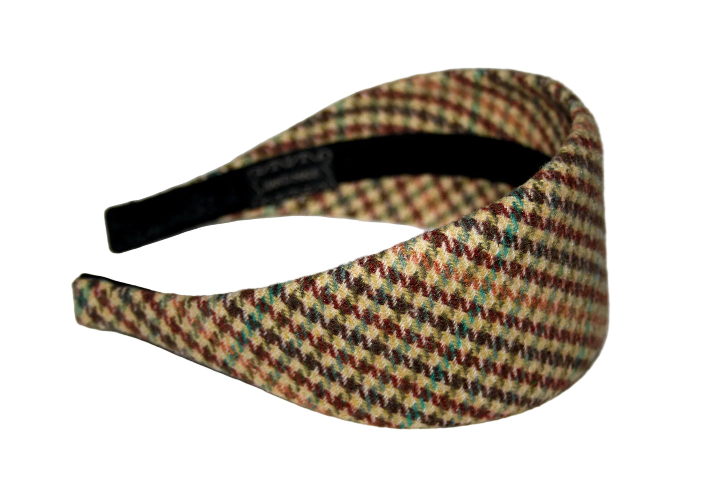 Wool headband, Houndstooth preppy plaid hairband, plastic free
