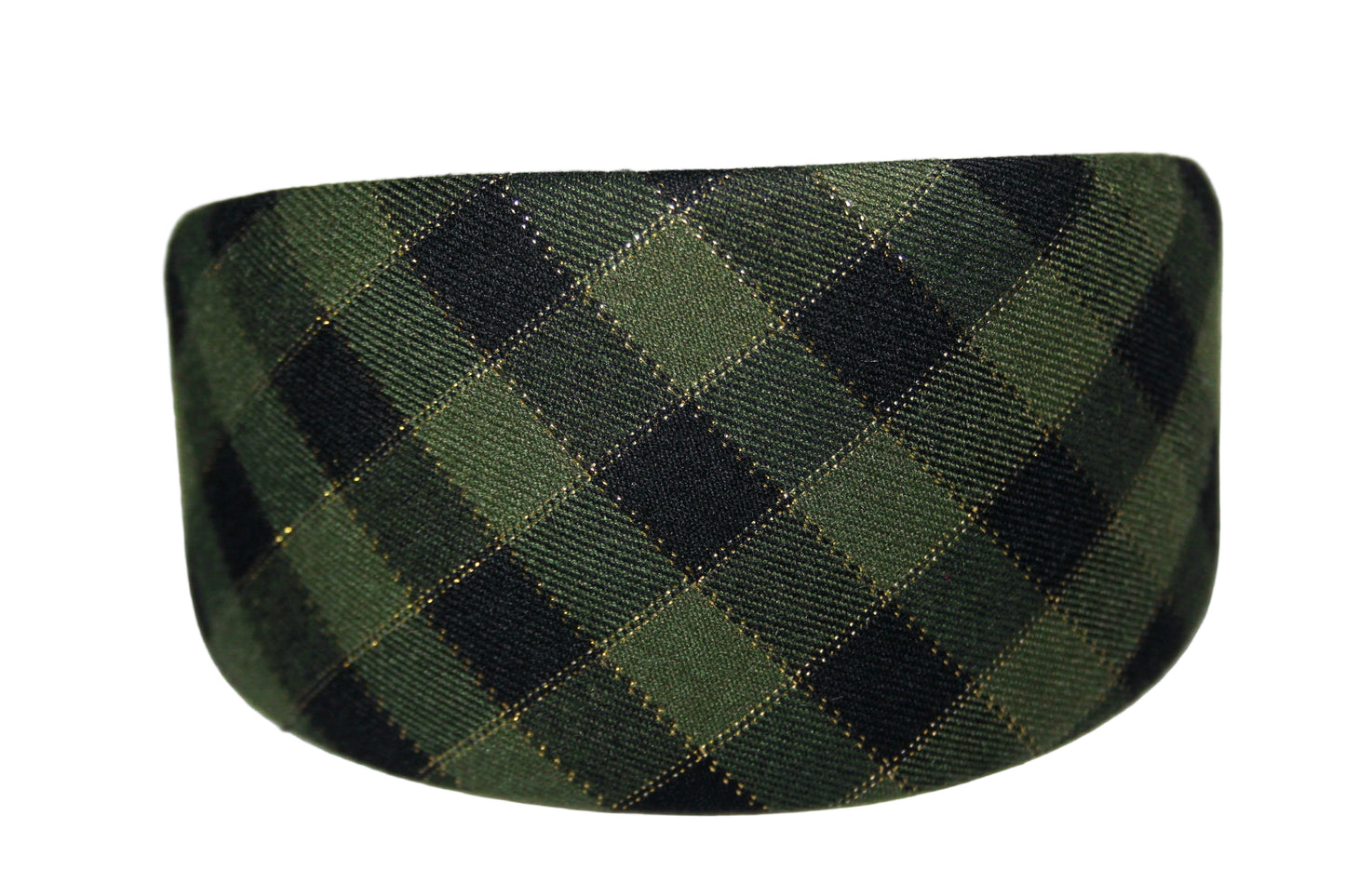 Plaid headband women Green & Black Tartan fabric hairband scarf, plastic free