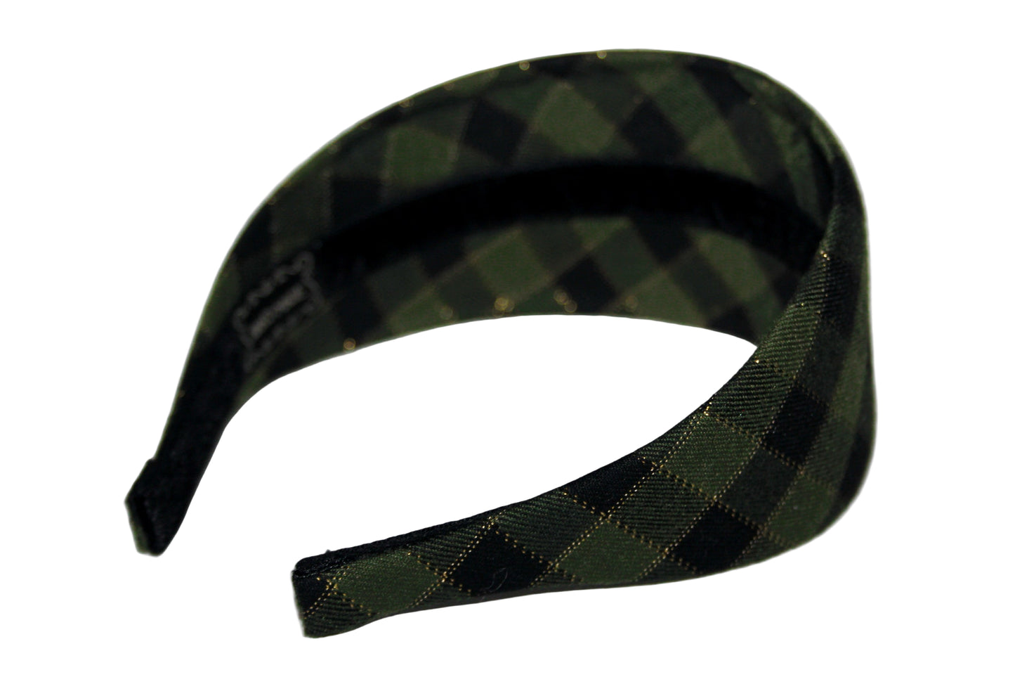 Plaid headband women Green & Black Tartan fabric hairband scarf, plastic free