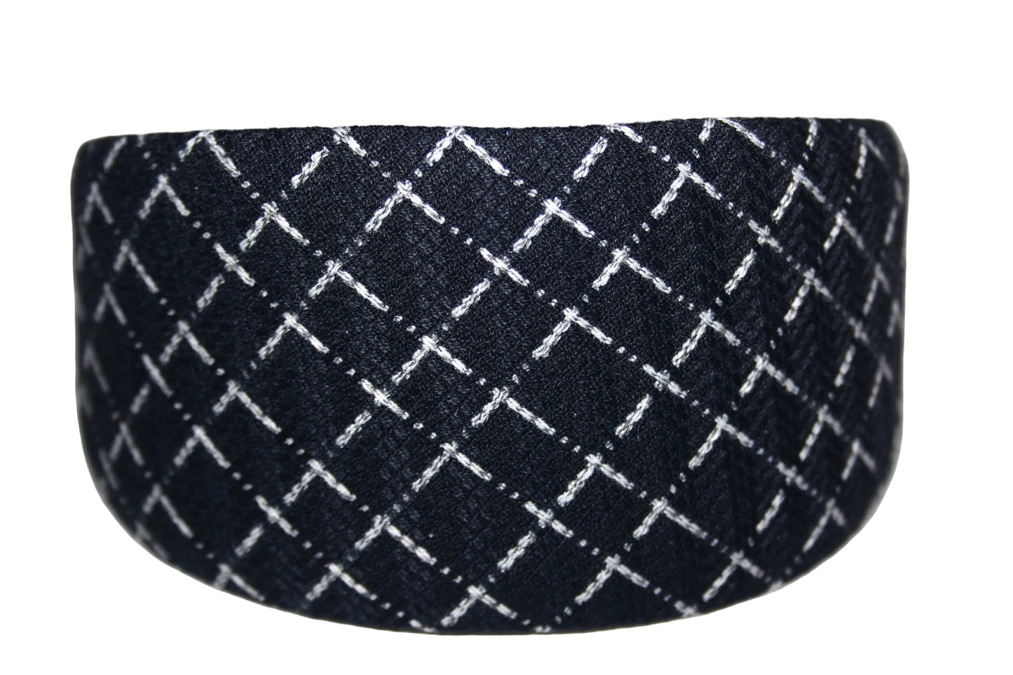 Fabric headband for women Dark Blue & White geometric print headwrap, plastic free