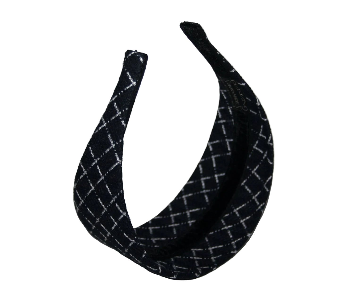 Fabric headband for women Dark Blue & White geometric print headwrap, plastic free