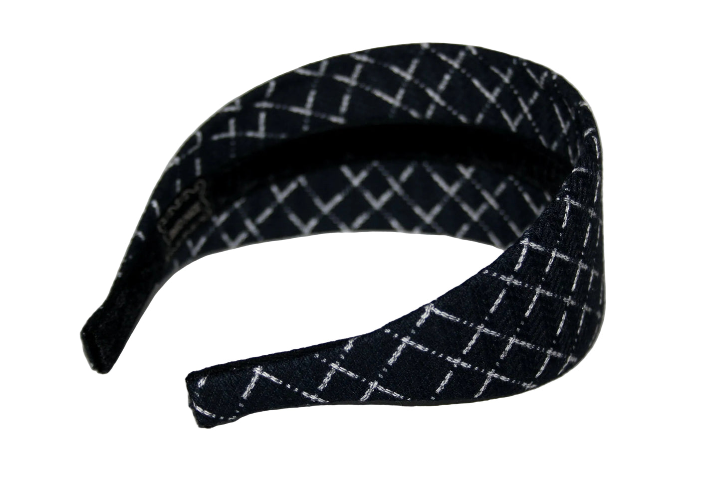 Fabric headband for women Dark Blue & White geometric print headwrap, plastic free