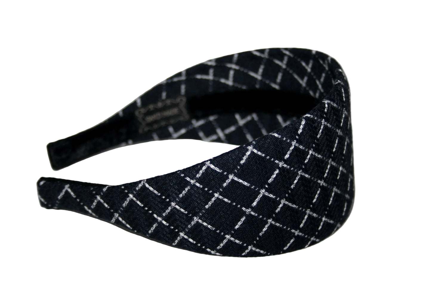 Fabric headband for women Dark Blue & White geometric print headwrap, plastic free