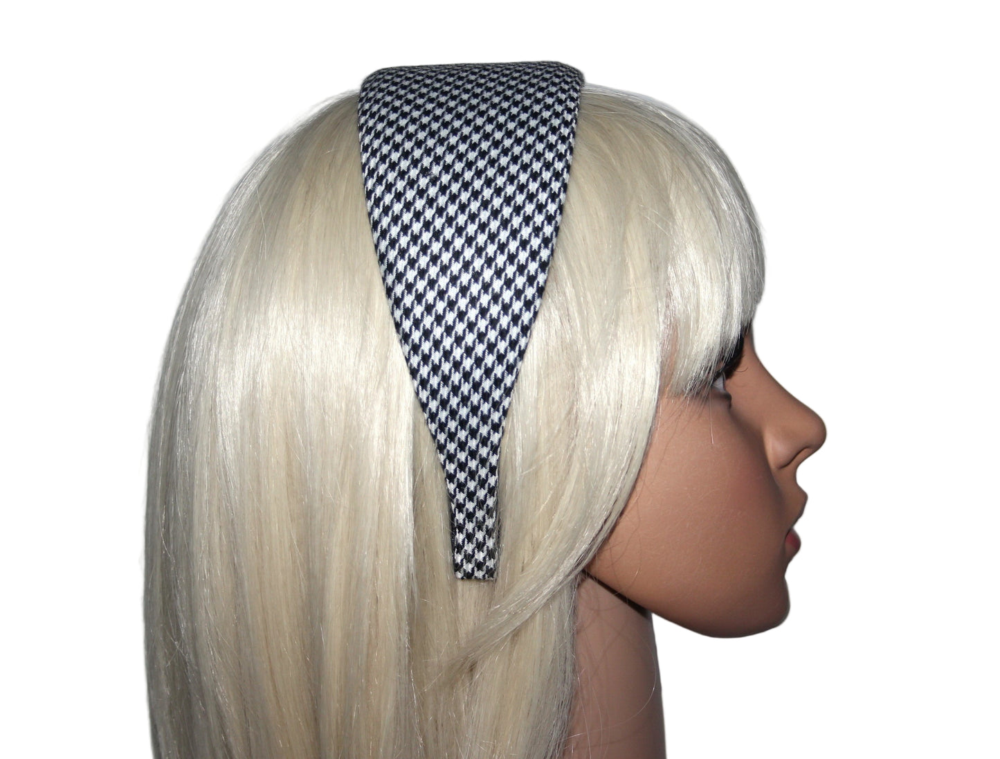 Black and White woman headband Houndstooth wide hairband, plastic free