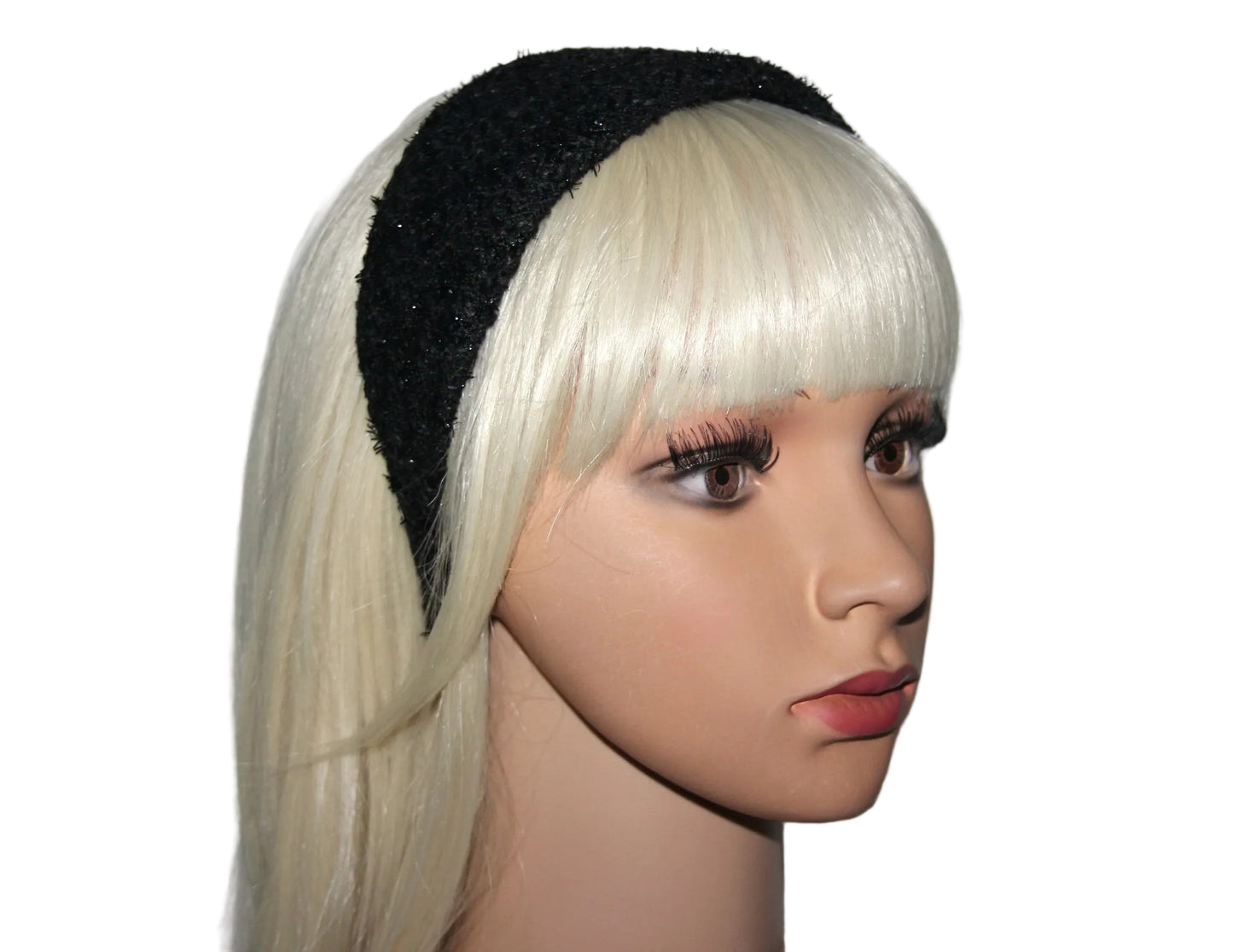 Black fashion headband, Tweed warm fabric hairband, plastic free