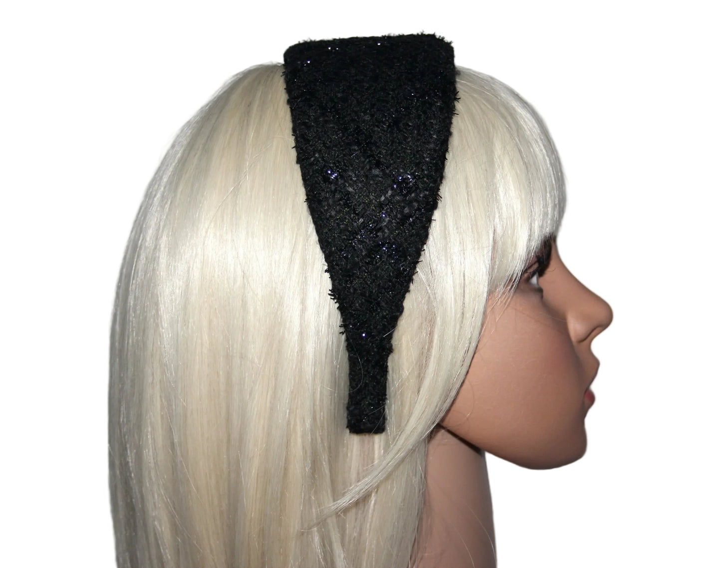 Black fashion headband, Tweed warm fabric hairband, plastic free