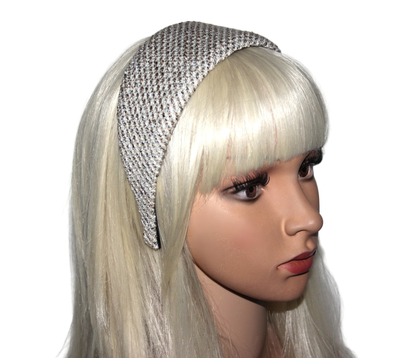 Cotton headband in bouclé effect, Ivory&Brown fashion head scarf, plastic free