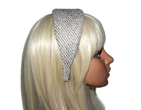 Cotton headband in bouclé effect, Ivory&Brown fashion head scarf, plastic free