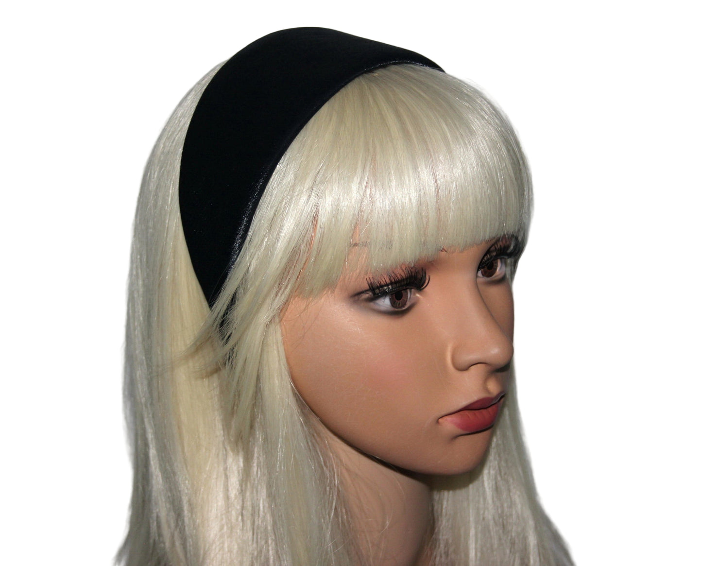 Dark Blue Satin headband Shiny head scarf, plastic free