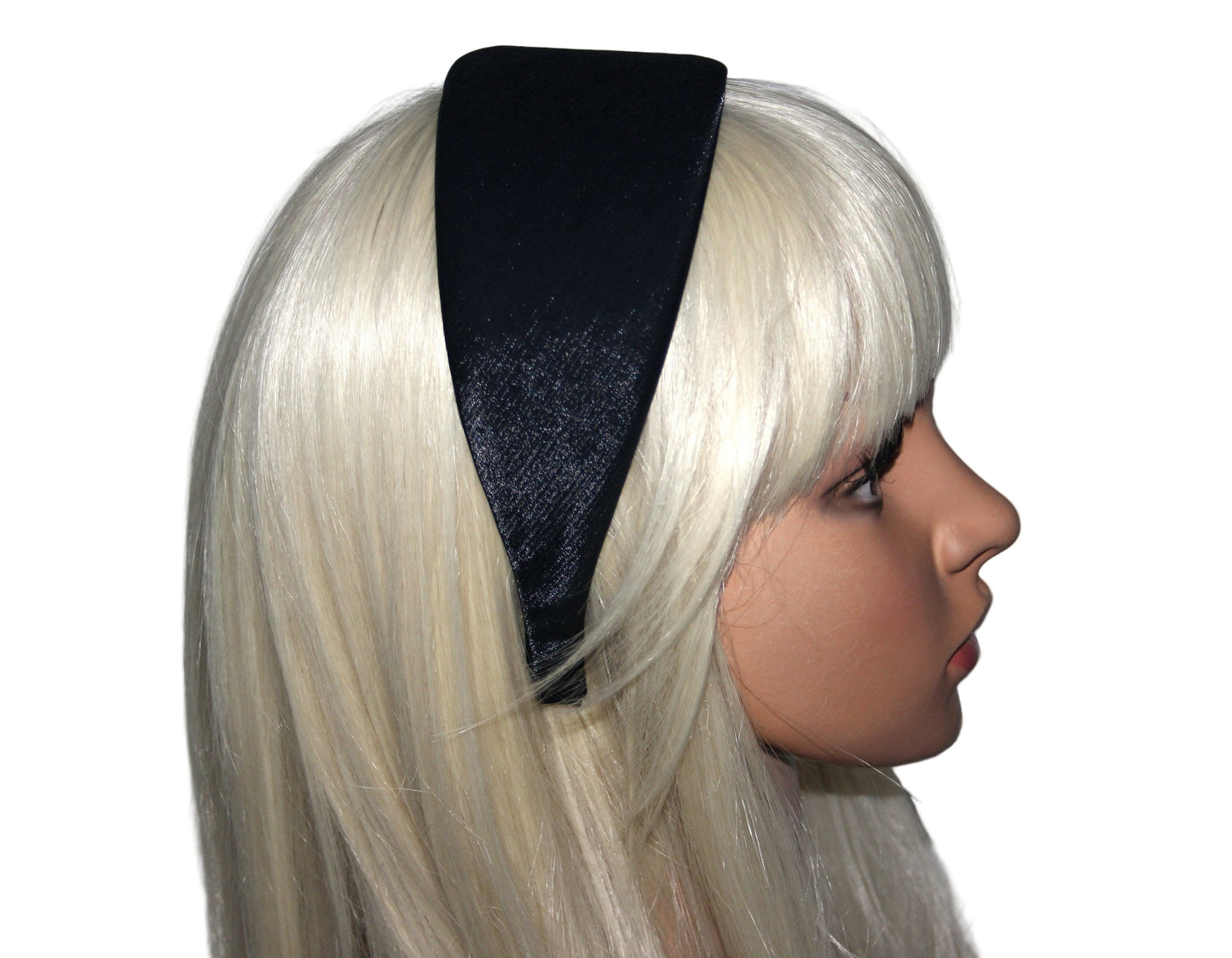 Dark Blue Satin headband Shiny head scarf, plastic free
