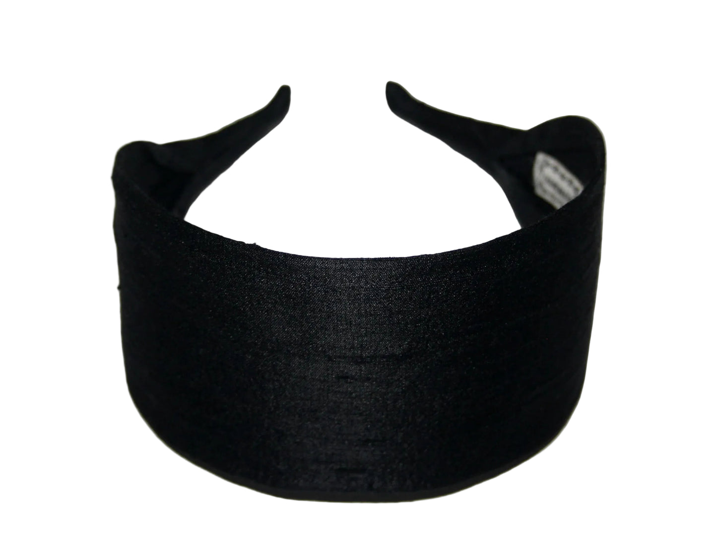 Black Raw Silk flat headband with thin ends, non slip, plastic free