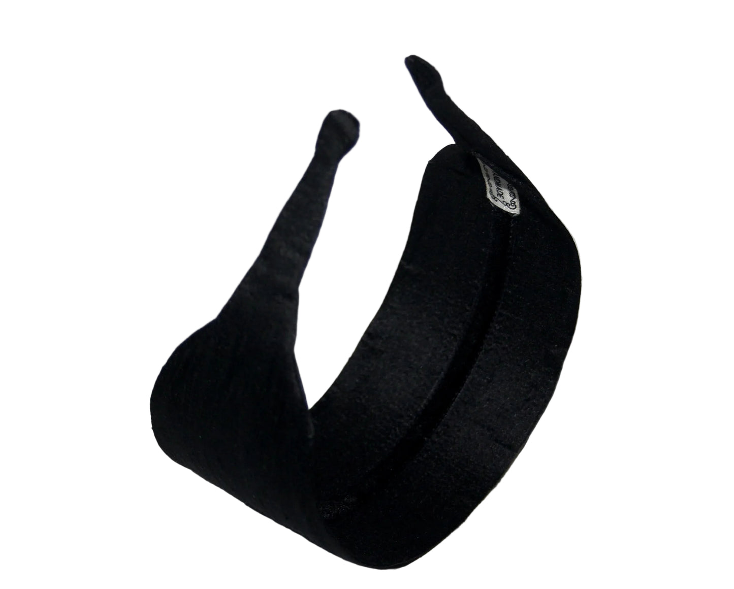 Black Raw Silk flat headband with thin ends, non slip, plastic free