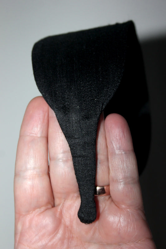Black Raw Silk flat headband with thin ends, non slip, plastic free