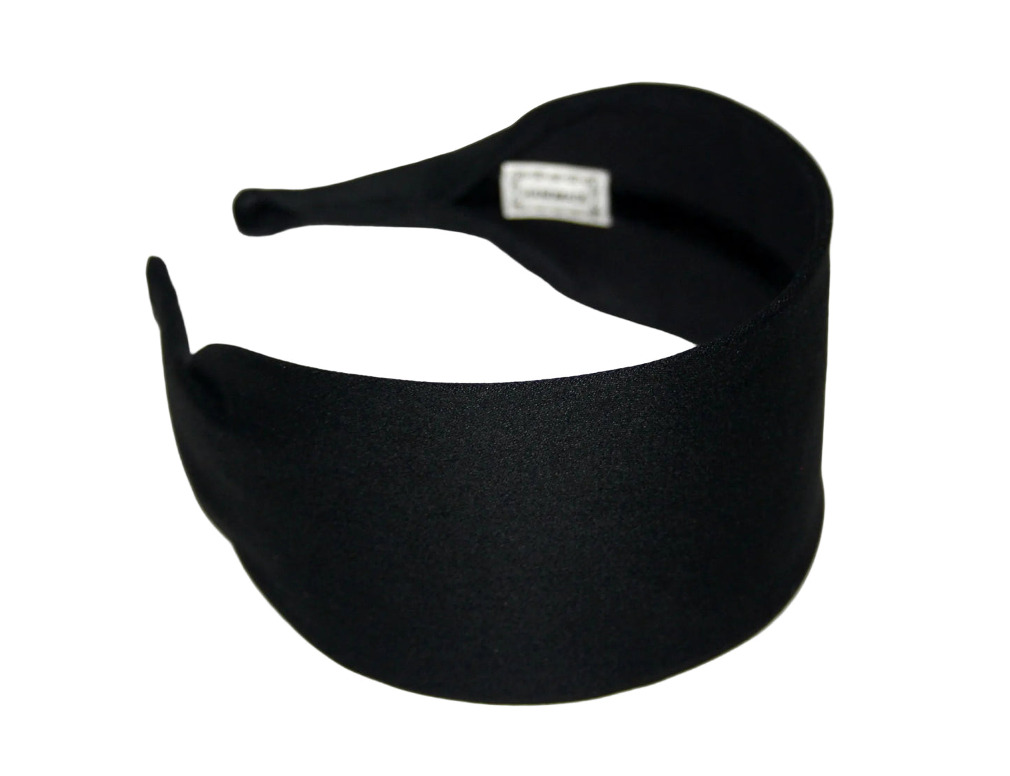 Black cotton satin flat headband with thin ends, no slip, plastic free