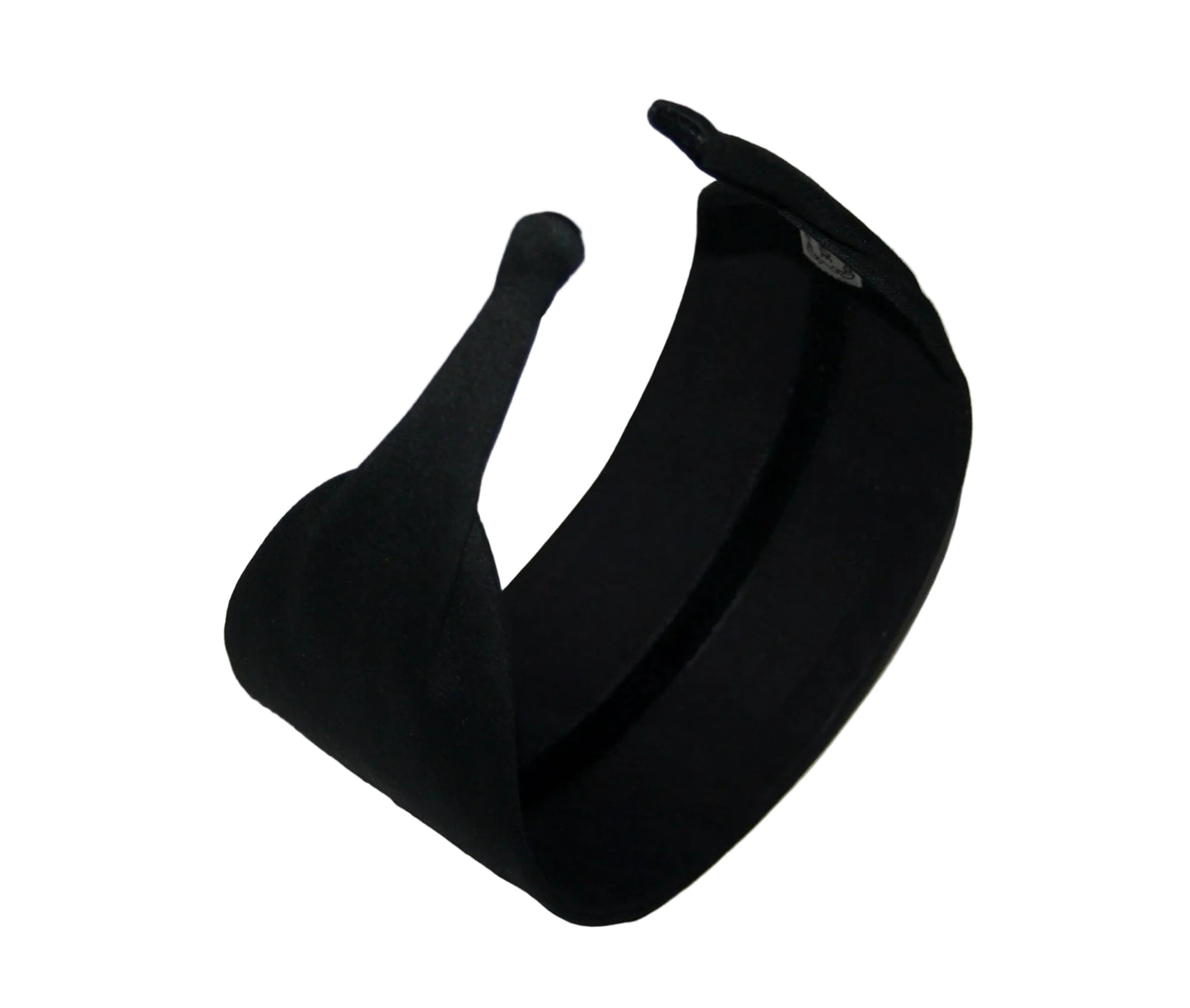Black cotton satin flat headband with thin ends, no slip, plastic free