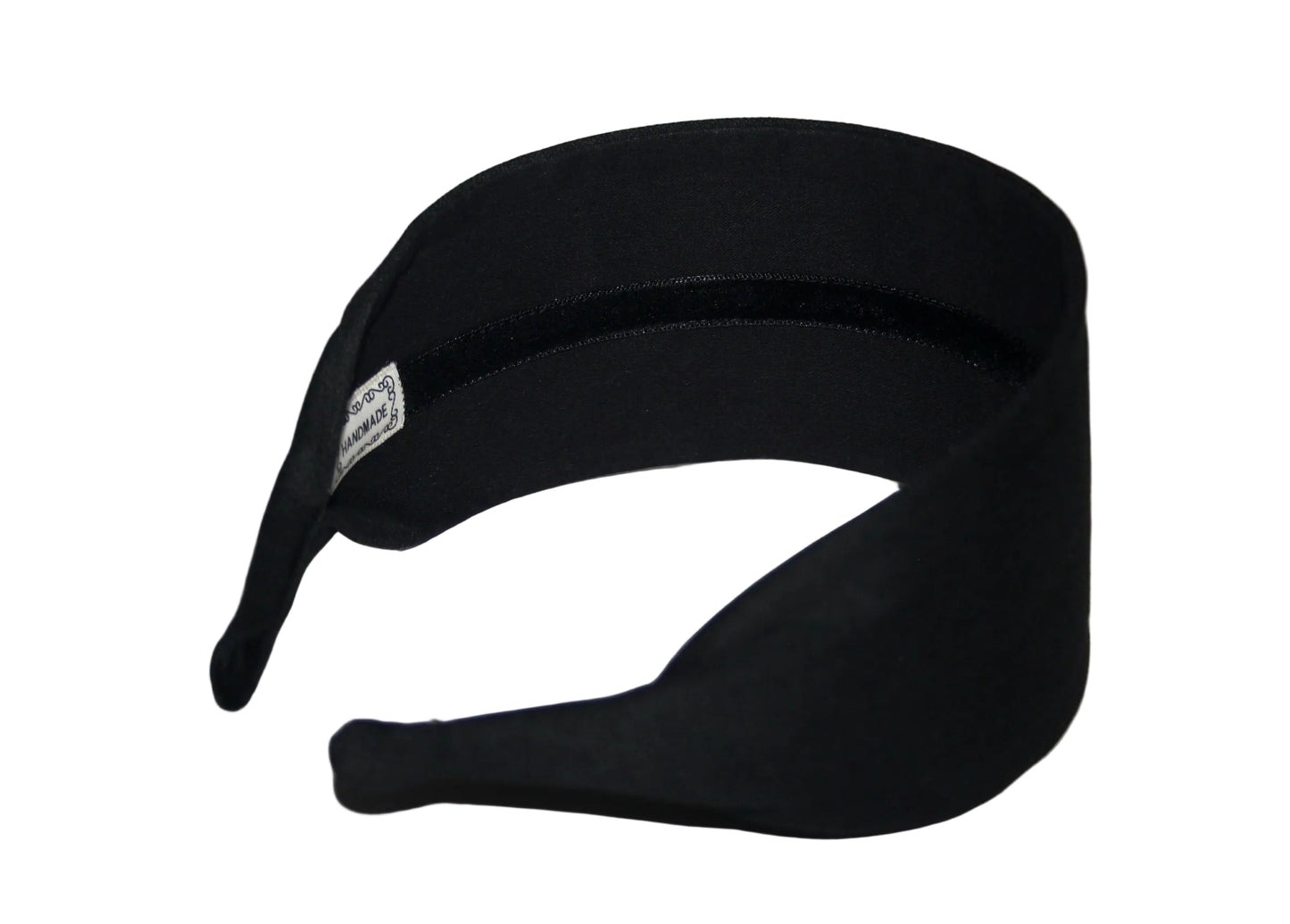 Black cotton satin flat headband with thin ends, no slip, plastic free