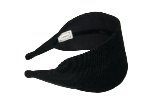 Black micro corduroy flat headband with thin ends, non slip, plastic free (Copy)