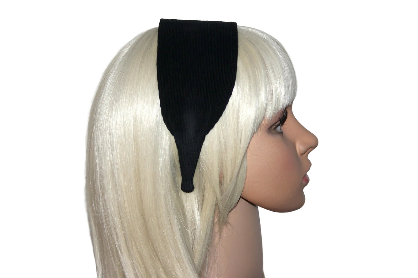 Black micro corduroy flat headband with thin ends, non slip, plastic free (Copy)