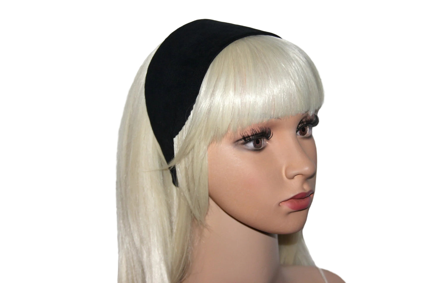 Black micro corduroy flat headband with thin ends, non slip, plastic free (Copy)