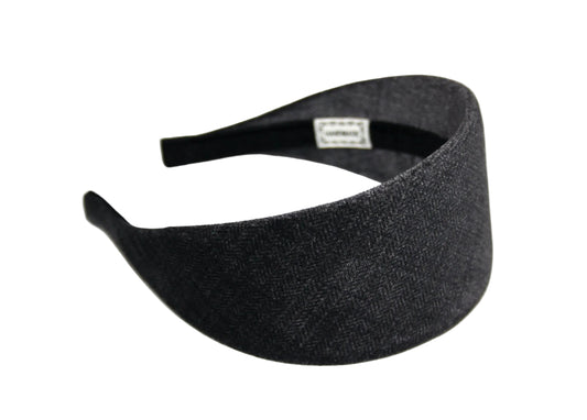 Tweed soft headband, Gray Herringbone velvet hairband, plastic free
