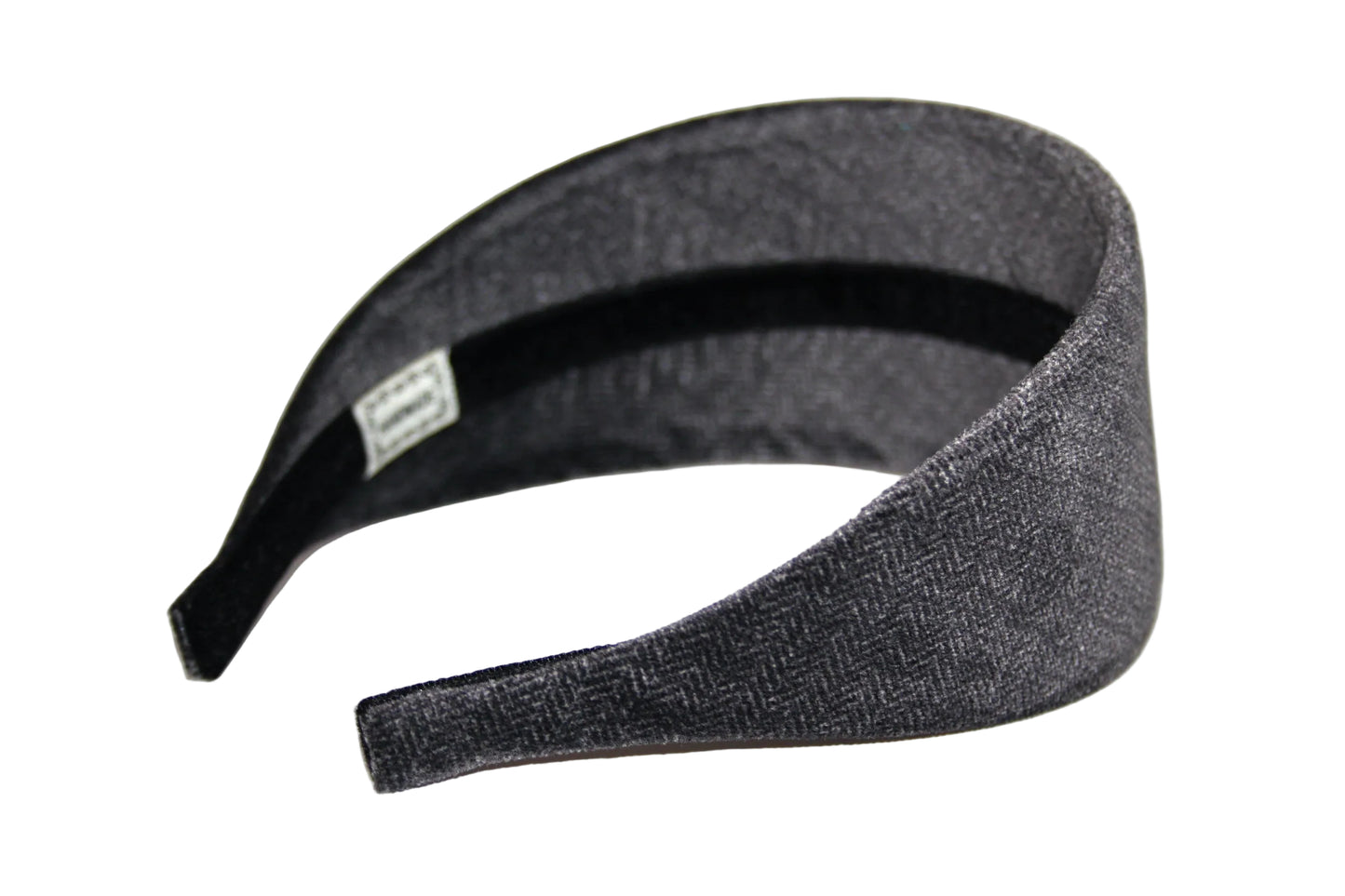 Tweed soft headband, Gray Herringbone velvet hairband, plastic free
