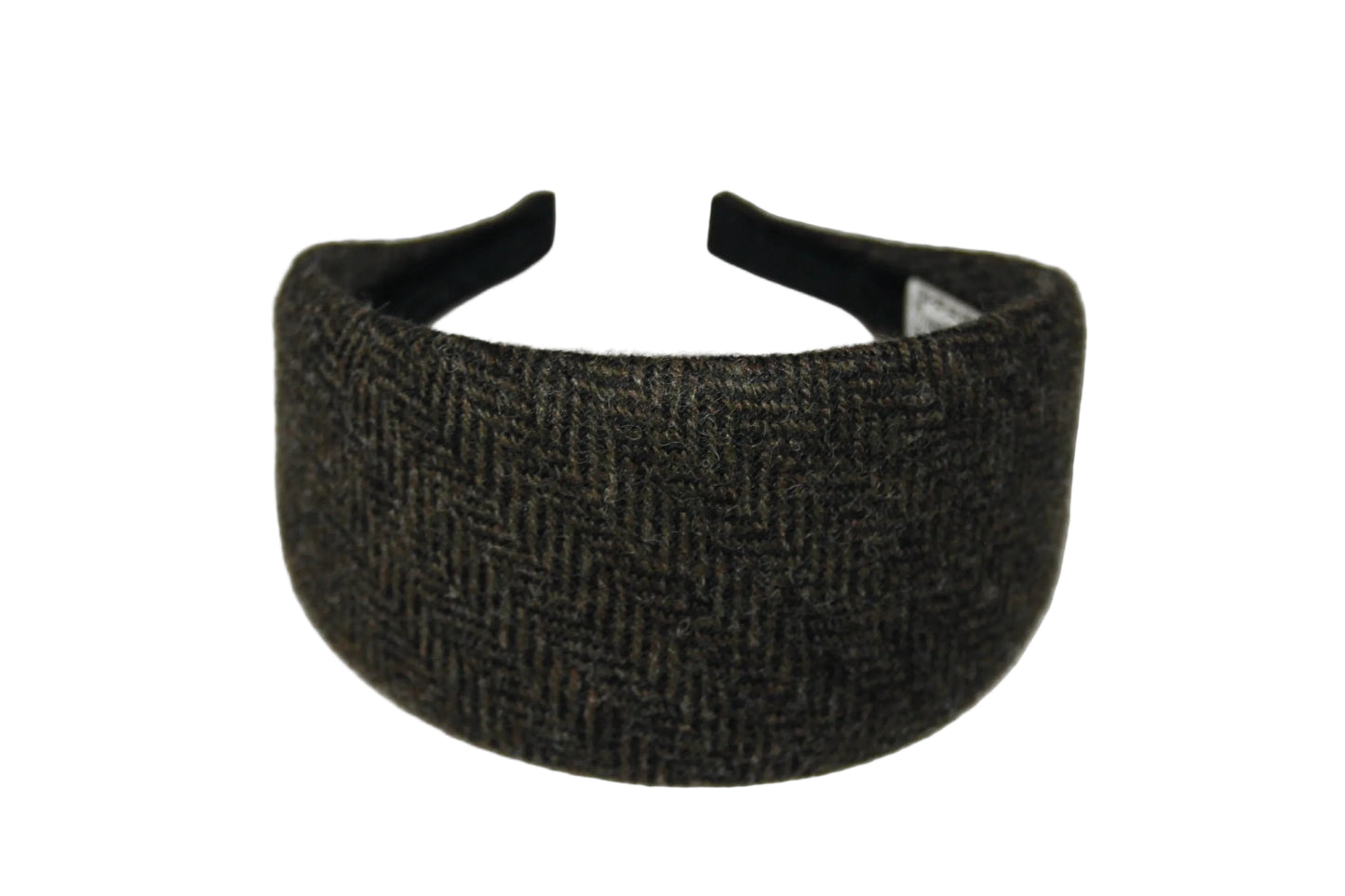 Herringbone wool headband, Black & Green hairband, plastic free