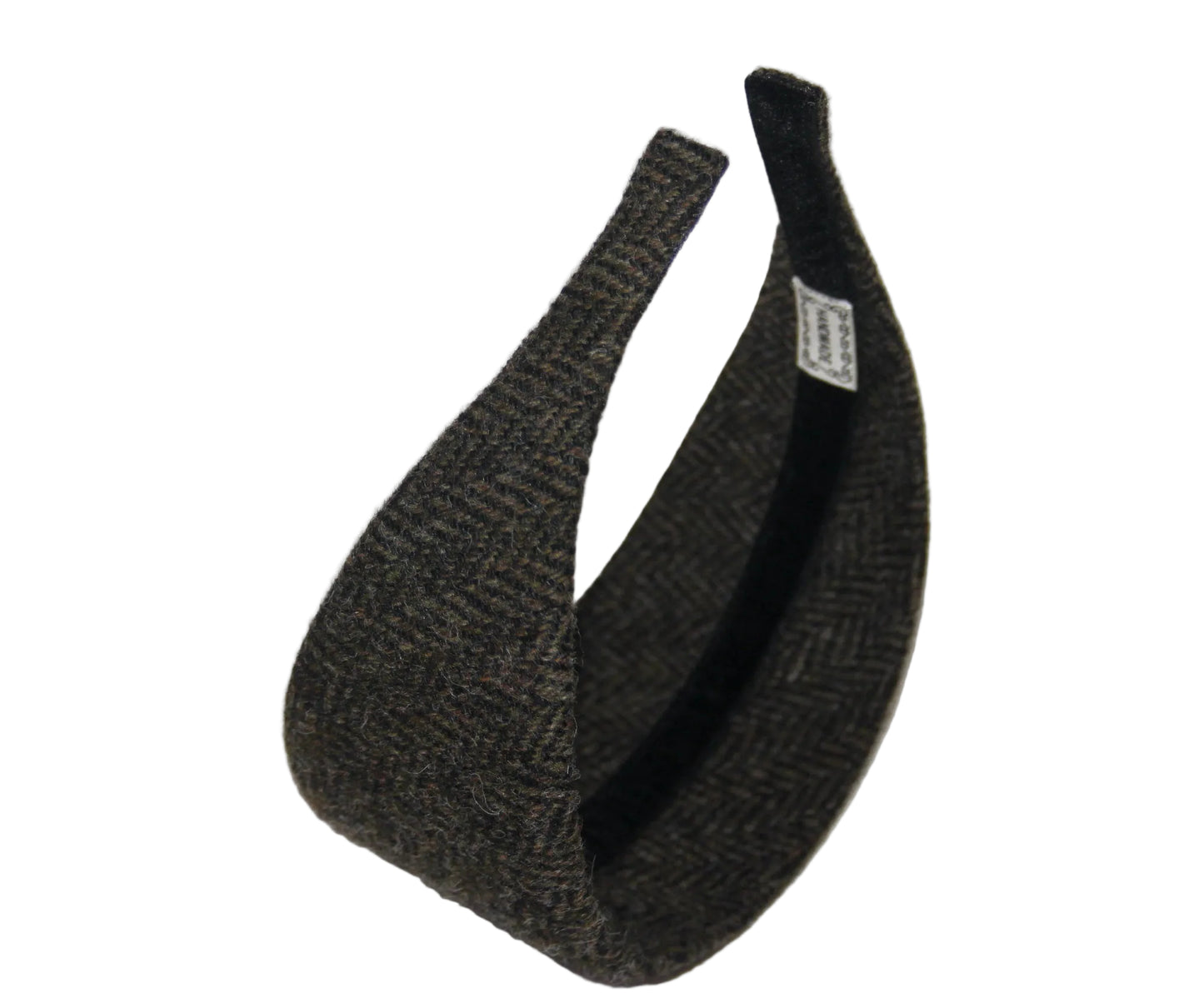 Herringbone wool headband, Black & Green hairband, plastic free