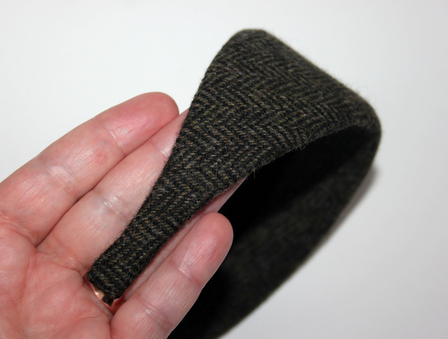 Herringbone wool headband, Black & Green hairband, plastic free