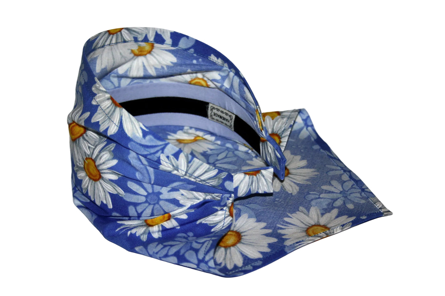 Daisy head kerchief Blue & White cotton triangle bandana headband