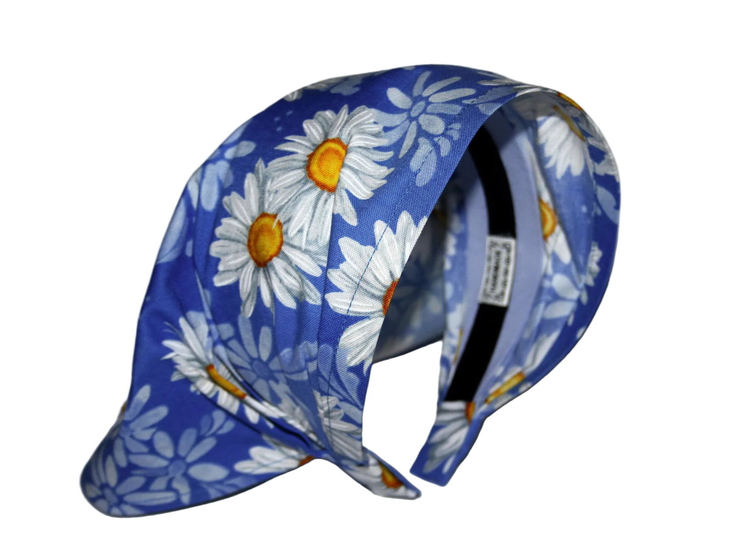 Daisy head kerchief Blue & White cotton triangle bandana headband
