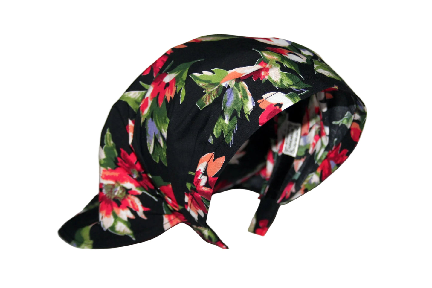 Flower print Head kerchief Black & Dark Red cotton triangle bandana headband