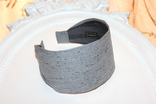 Gray linen headband women Structured hairband scarf