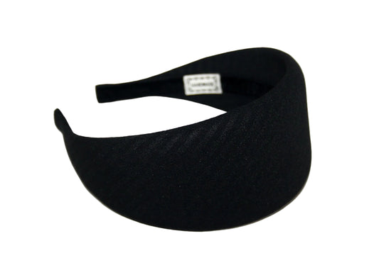 Black Stripe Padded hairband scarf, Viscose puffy headband, plastic free... NEW