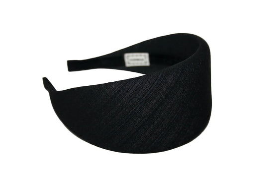 Black Stripe Denim puffy hairband, Melange padded headband, plastic free... NEW