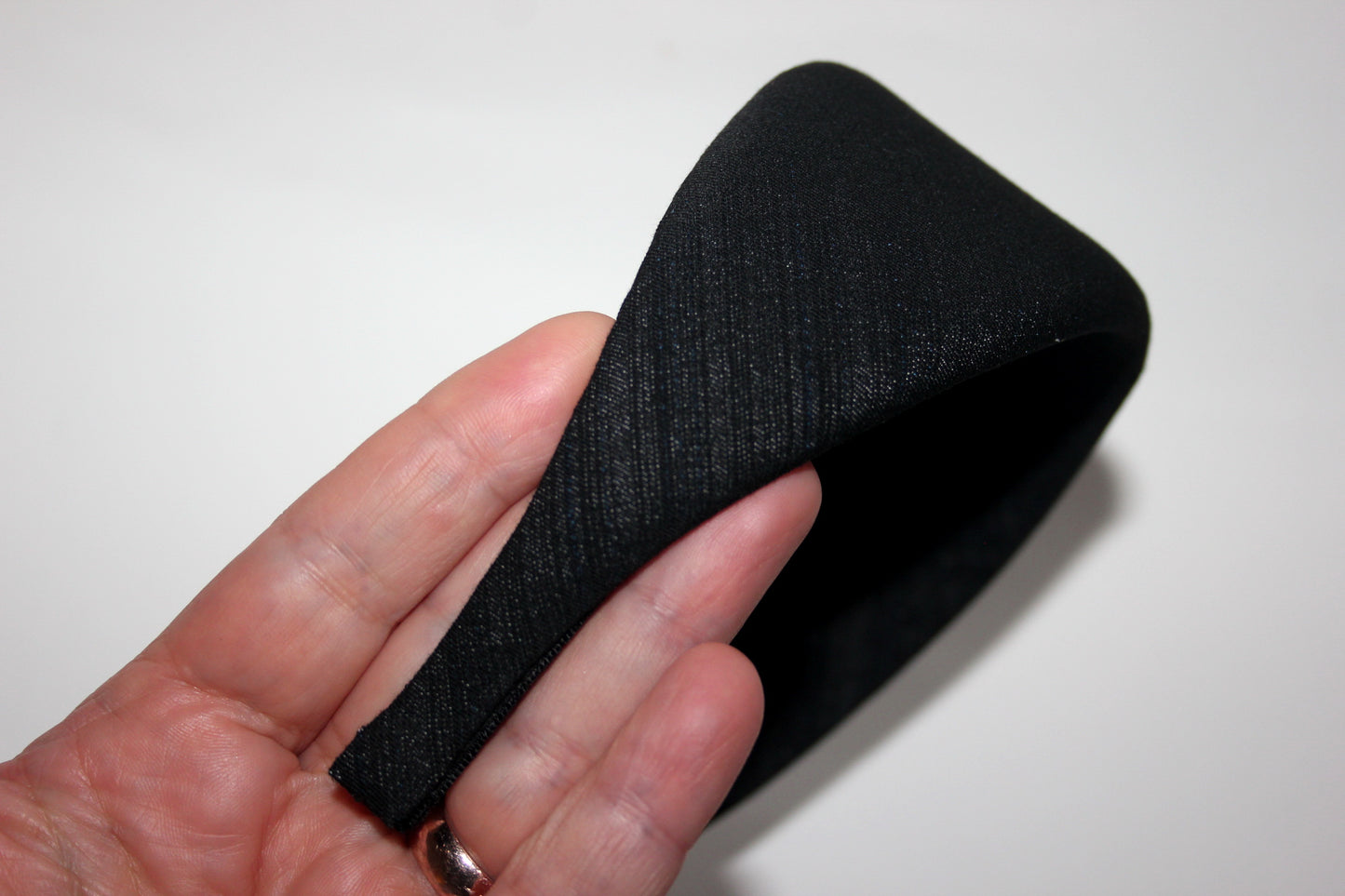 Black Stripe Denim puffy hairband, Melange padded headband, plastic free... NEW