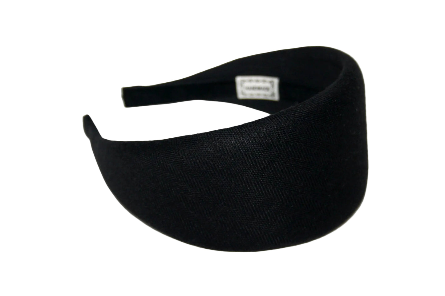 Black Linen padded headband, Herringbone puffy hairband scarf, plastic free... NEW