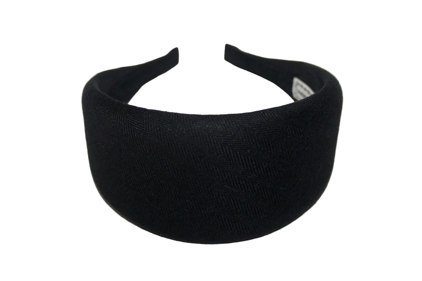 Black Linen padded headband, Herringbone puffy hairband scarf, plastic free... NEW