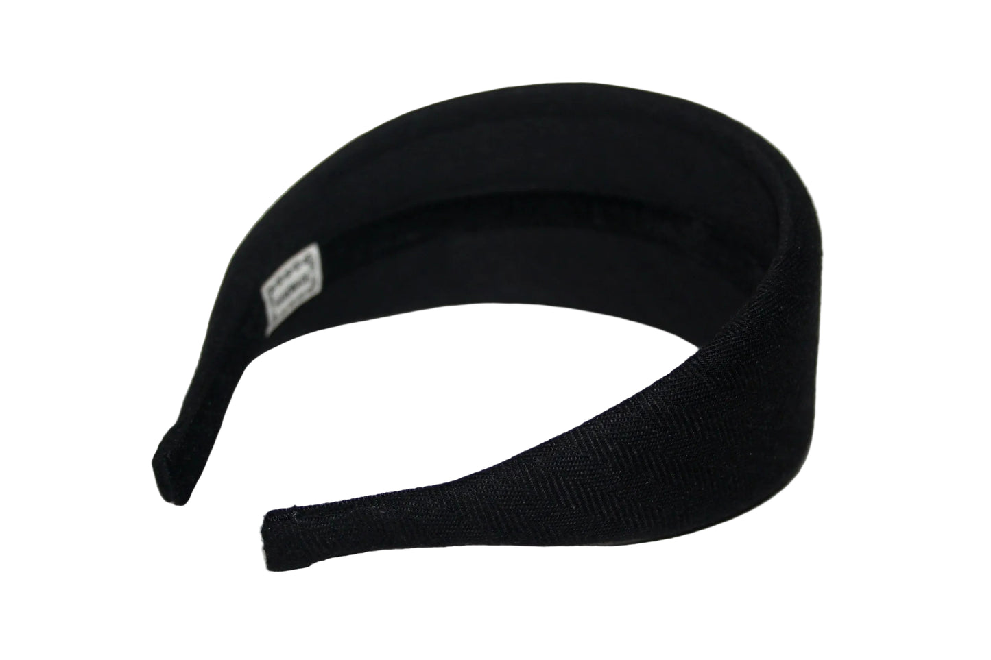 Black Linen padded headband, Herringbone puffy hairband scarf, plastic free... NEW