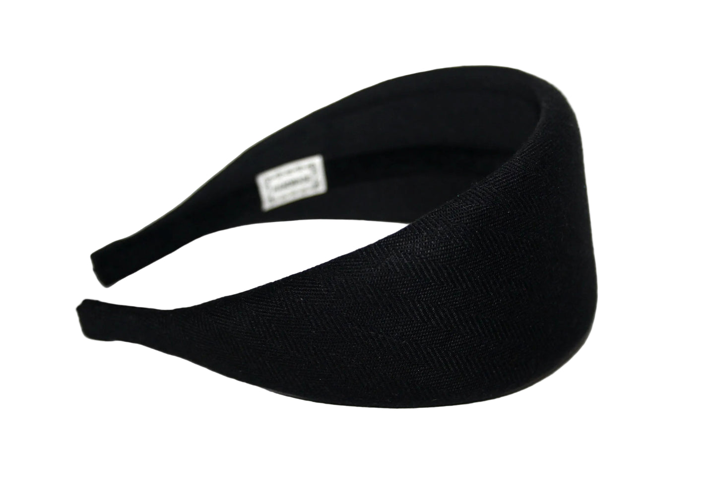 Black Linen padded headband, Herringbone puffy hairband scarf, plastic free... NEW