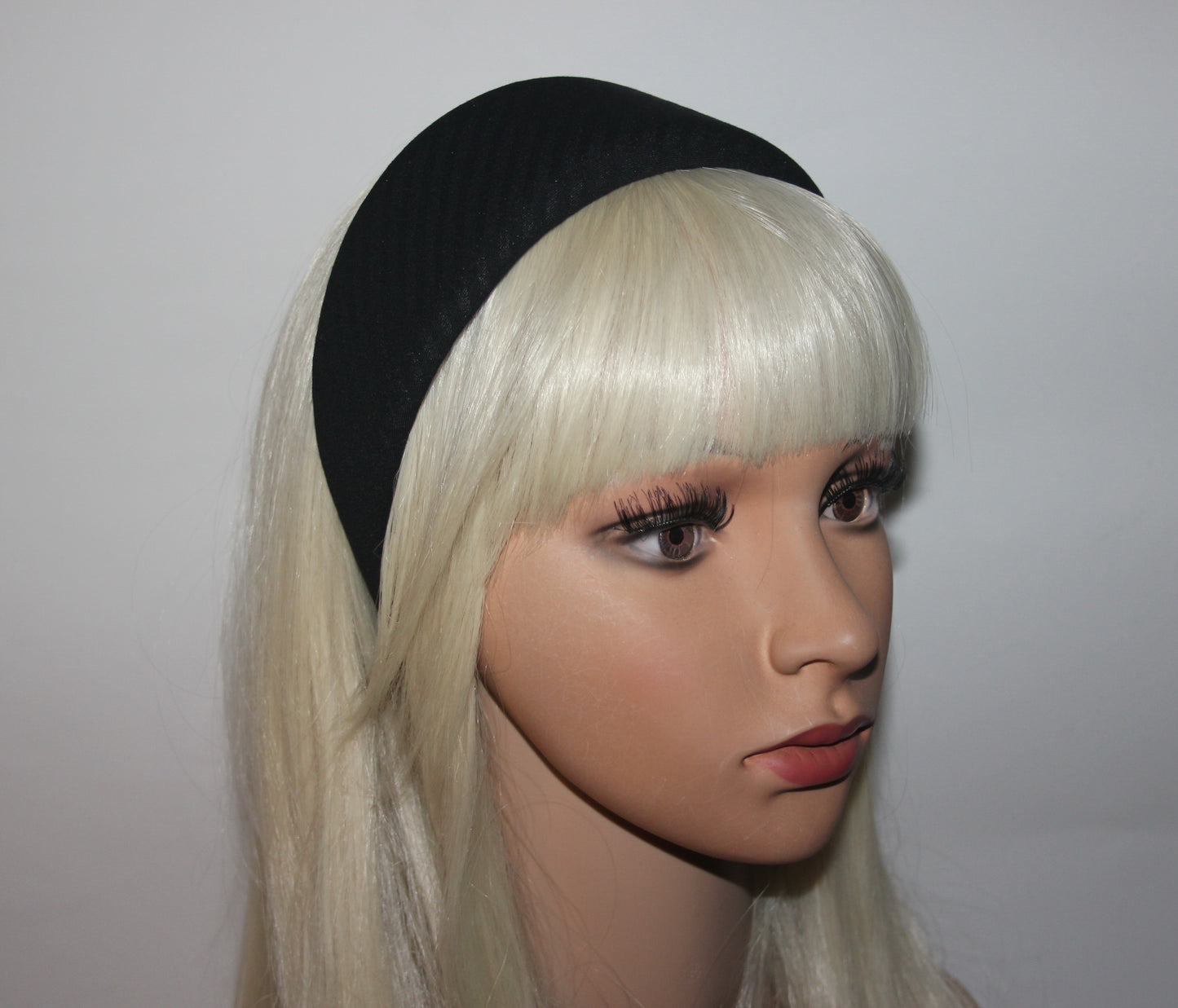 Black Stripe Padded hairband scarf, Viscose puffy headband, plastic free... NEW