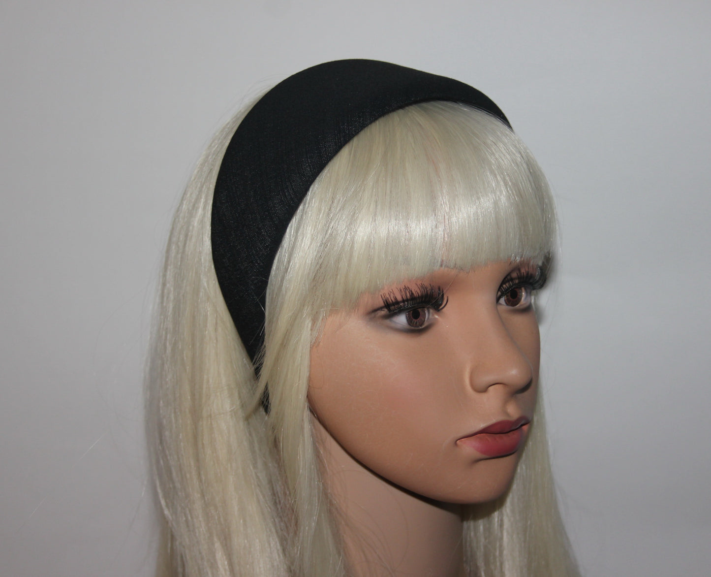 Black Stripe Denim puffy hairband, Melange padded headband, plastic free... NEW