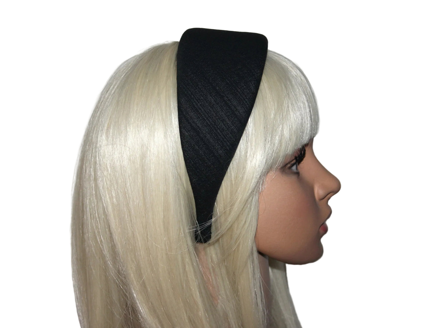 Black Stripe Denim puffy hairband, Melange padded headband, plastic free... NEW