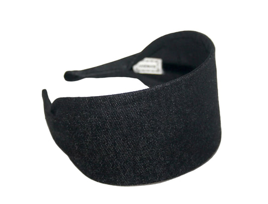 Black melange denim flat headband with thin ends, plastic free... NEW