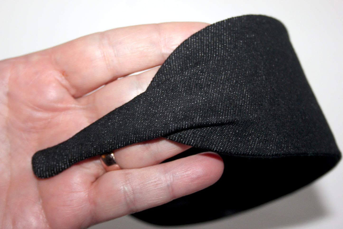 Black melange denim flat headband with thin ends, plastic free... NEW