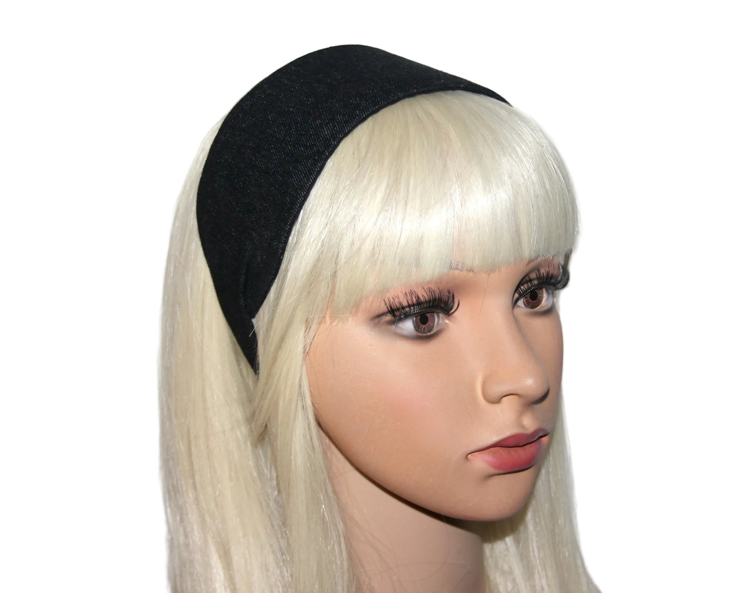 Black melange denim flat headband with thin ends, plastic free... NEW