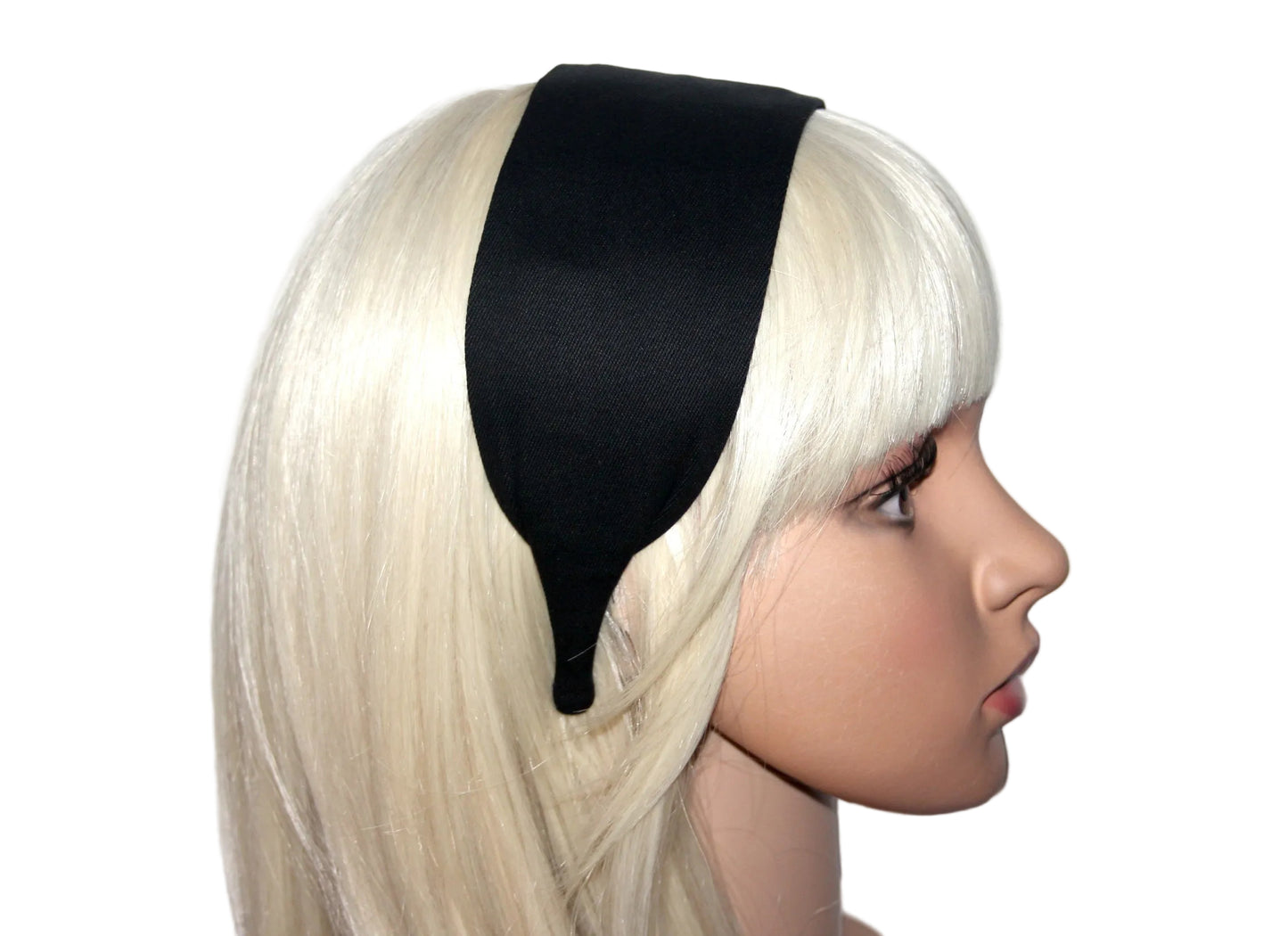 Black cotton flat headband with thin ends, plastic free... NEW