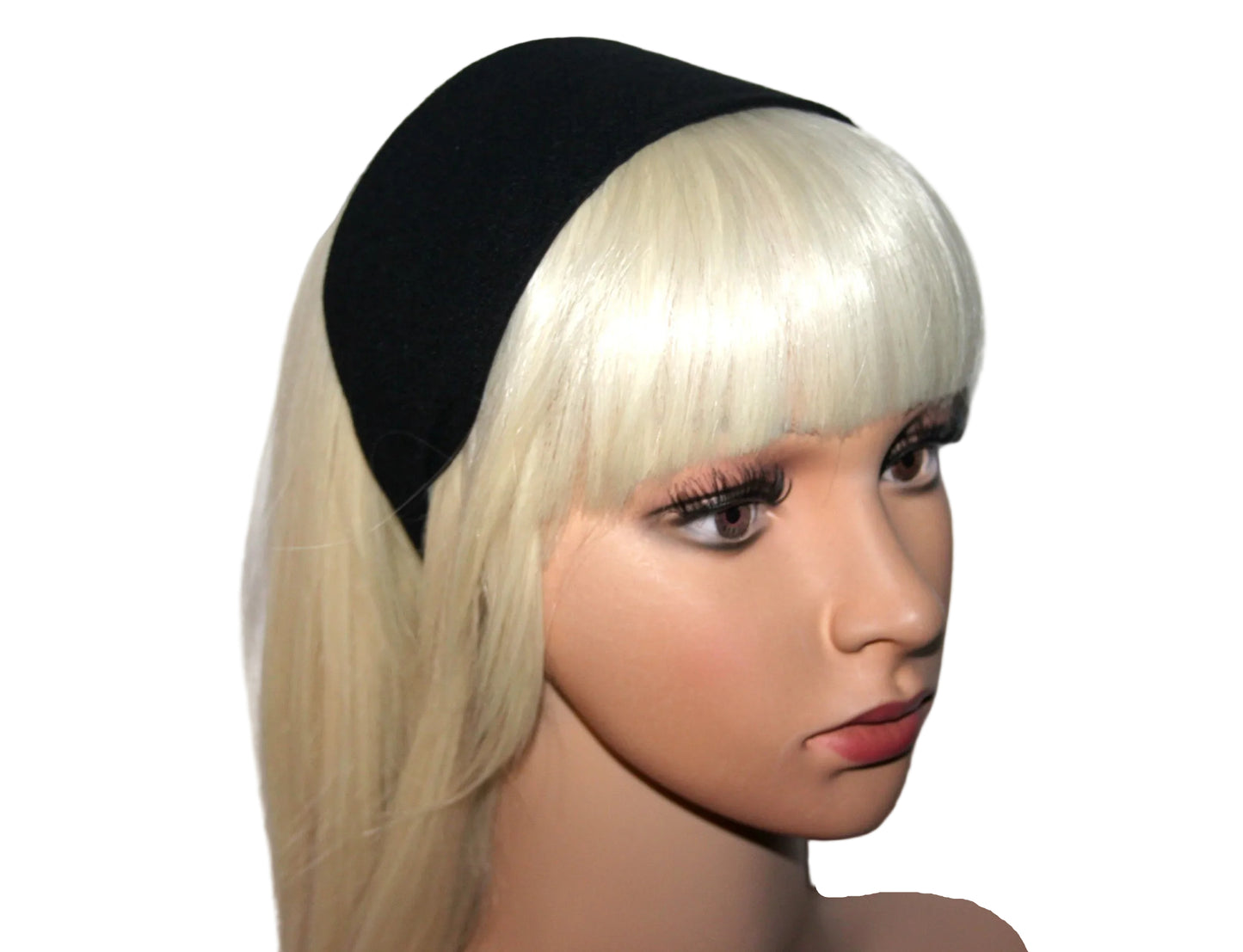 Black wool flat headband, Fleece wool hairband with thin ends, plastic free... NEW