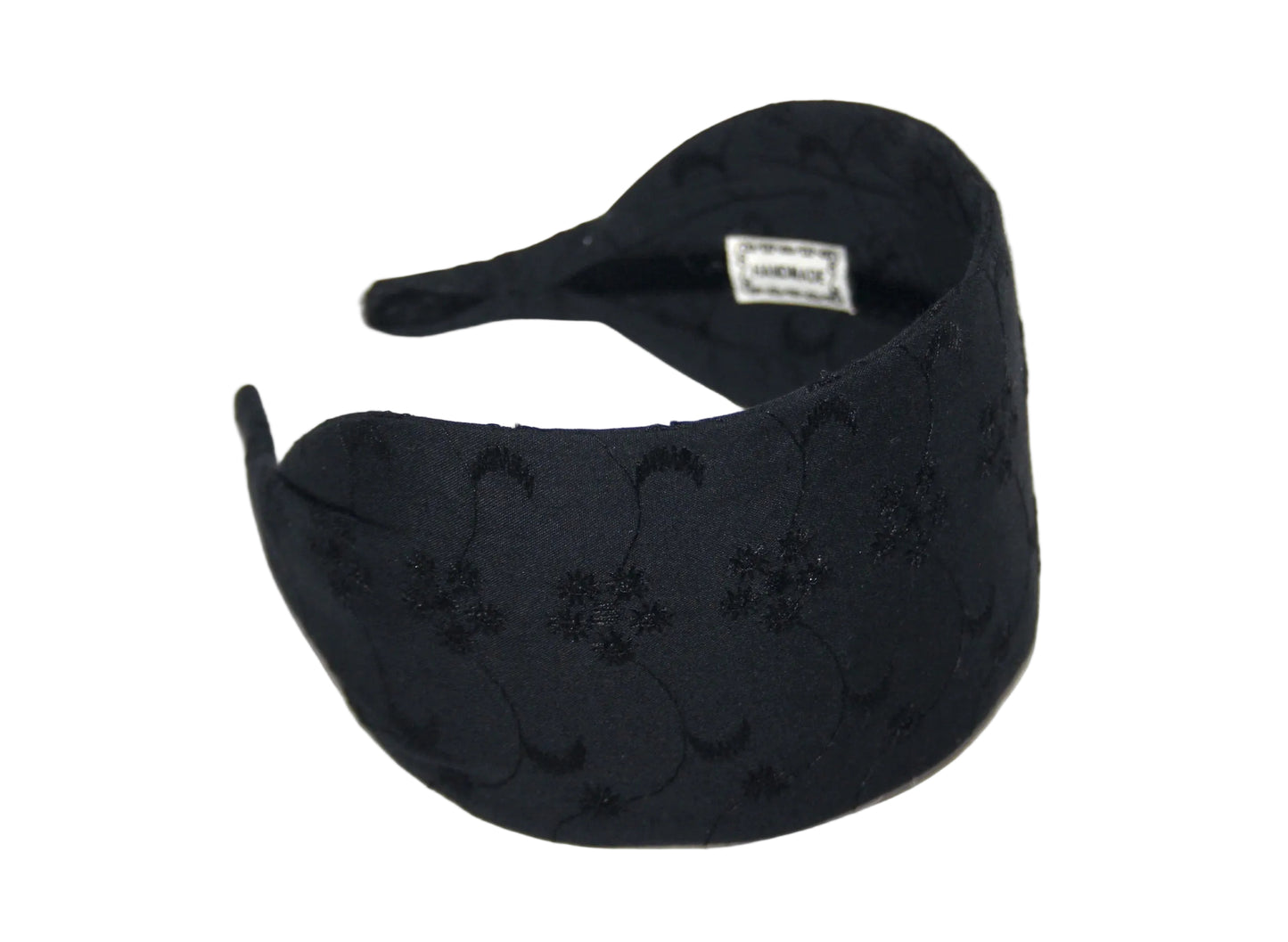 Black eyelet cotton flat headband with thin ends, plastic free... NEW