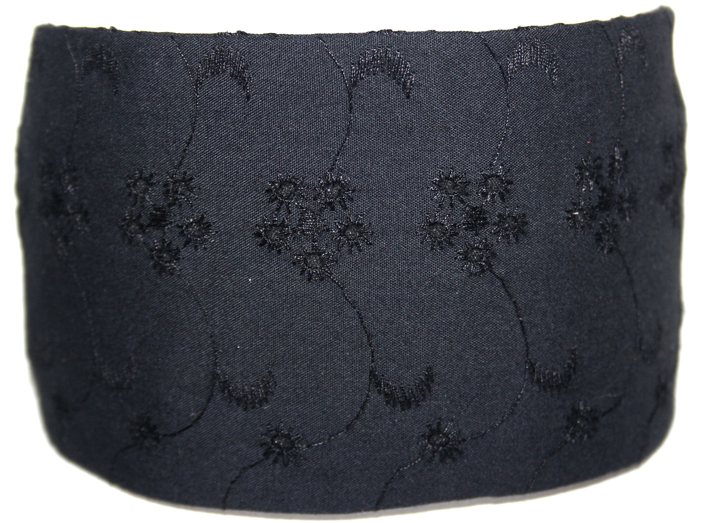 Black eyelet cotton flat headband with thin ends, plastic free... NEW